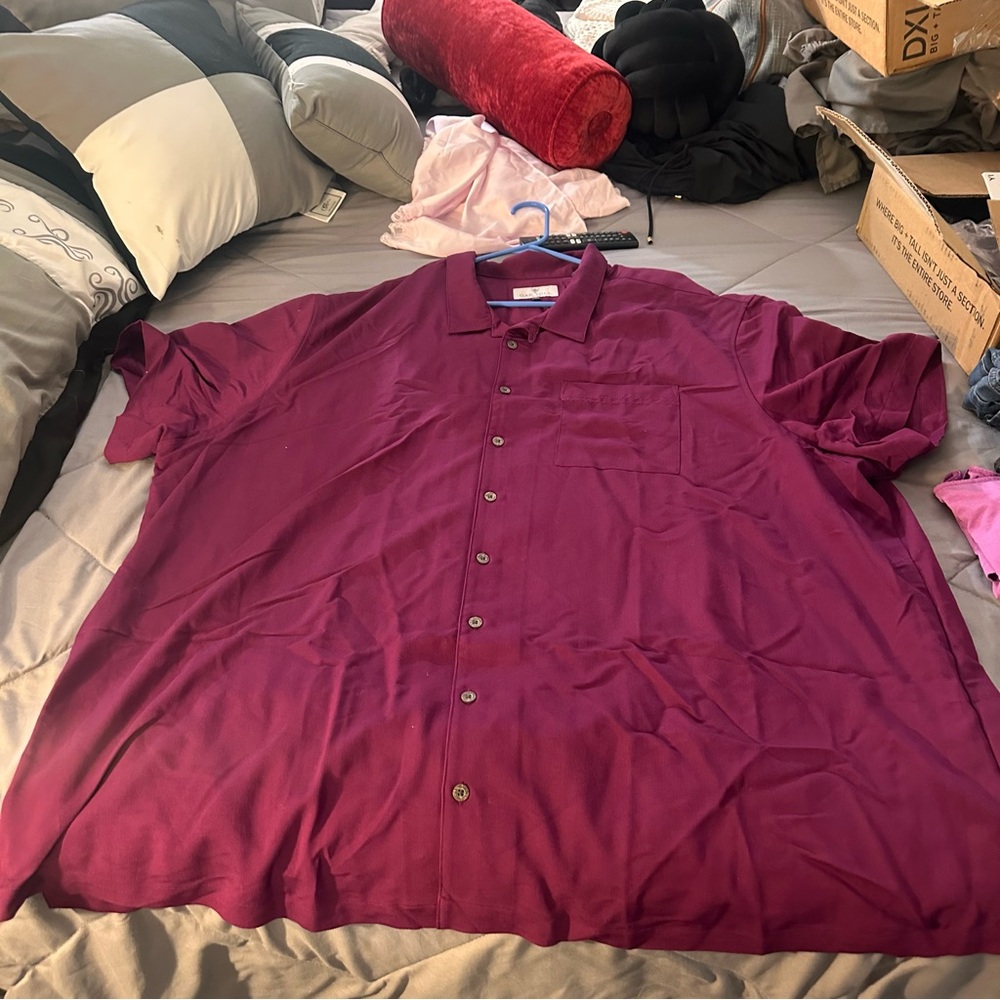 Men's Burgundy Casual Button Down Shirt